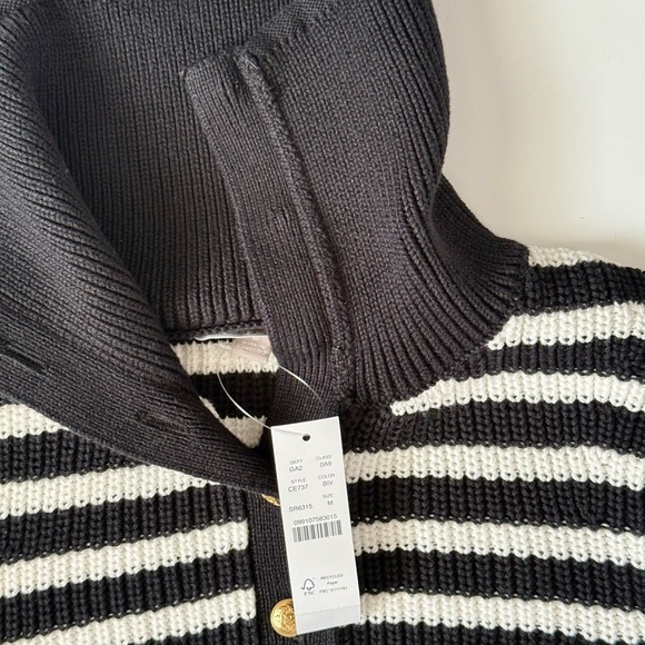 J.Crew Ribbed Cotton Button-Collar Sweater Stripe Medium - Picture 6 of 8